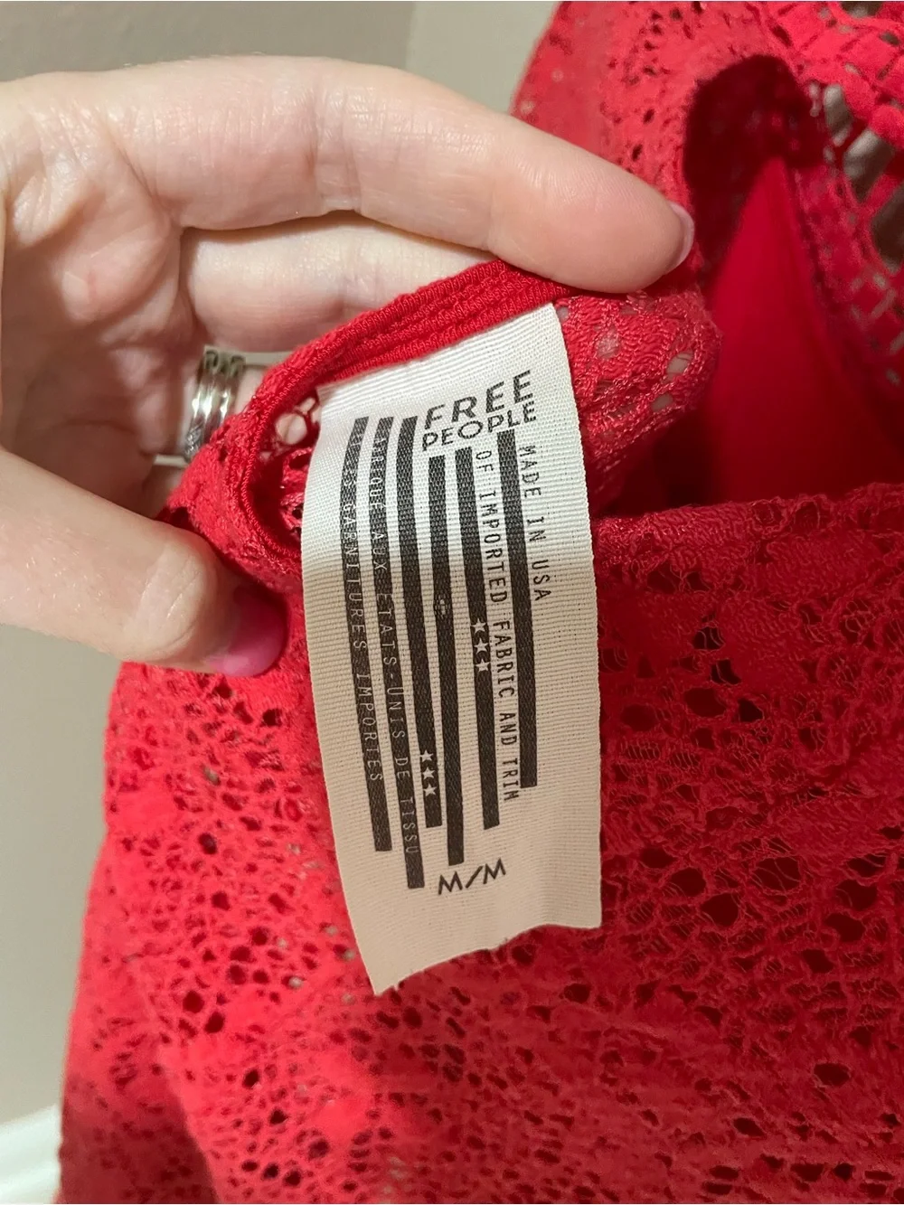 Free People Red Crochet Lace Short Sleeve Tunic Top - Women's